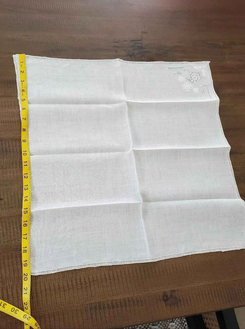 Vtg Madeira Linen Hand Embroidered Intricate Cutwork Tablecloth+12 Napkins White